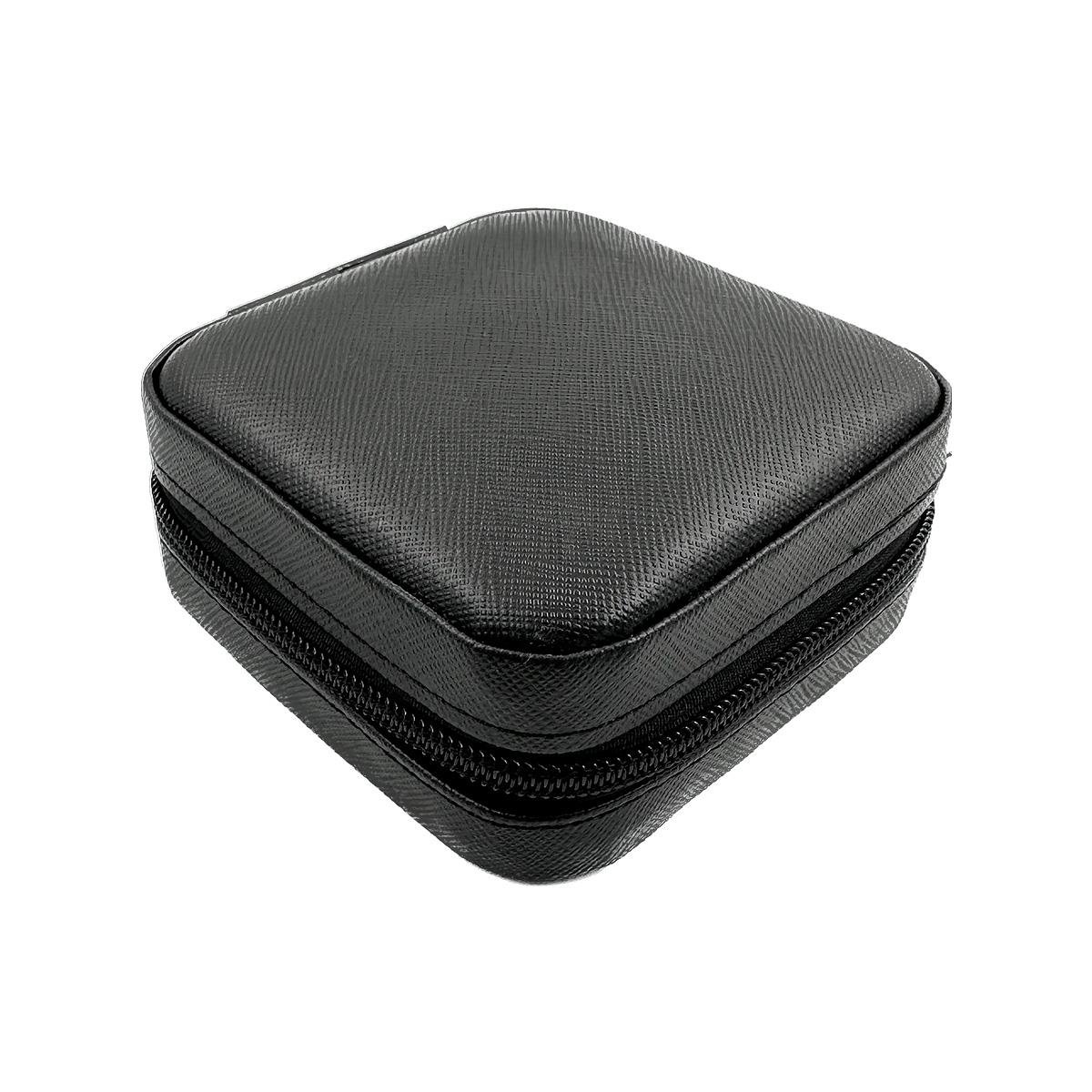 Mini Estojo Porta Jóias Para Viagem Prada Preto com Ziper