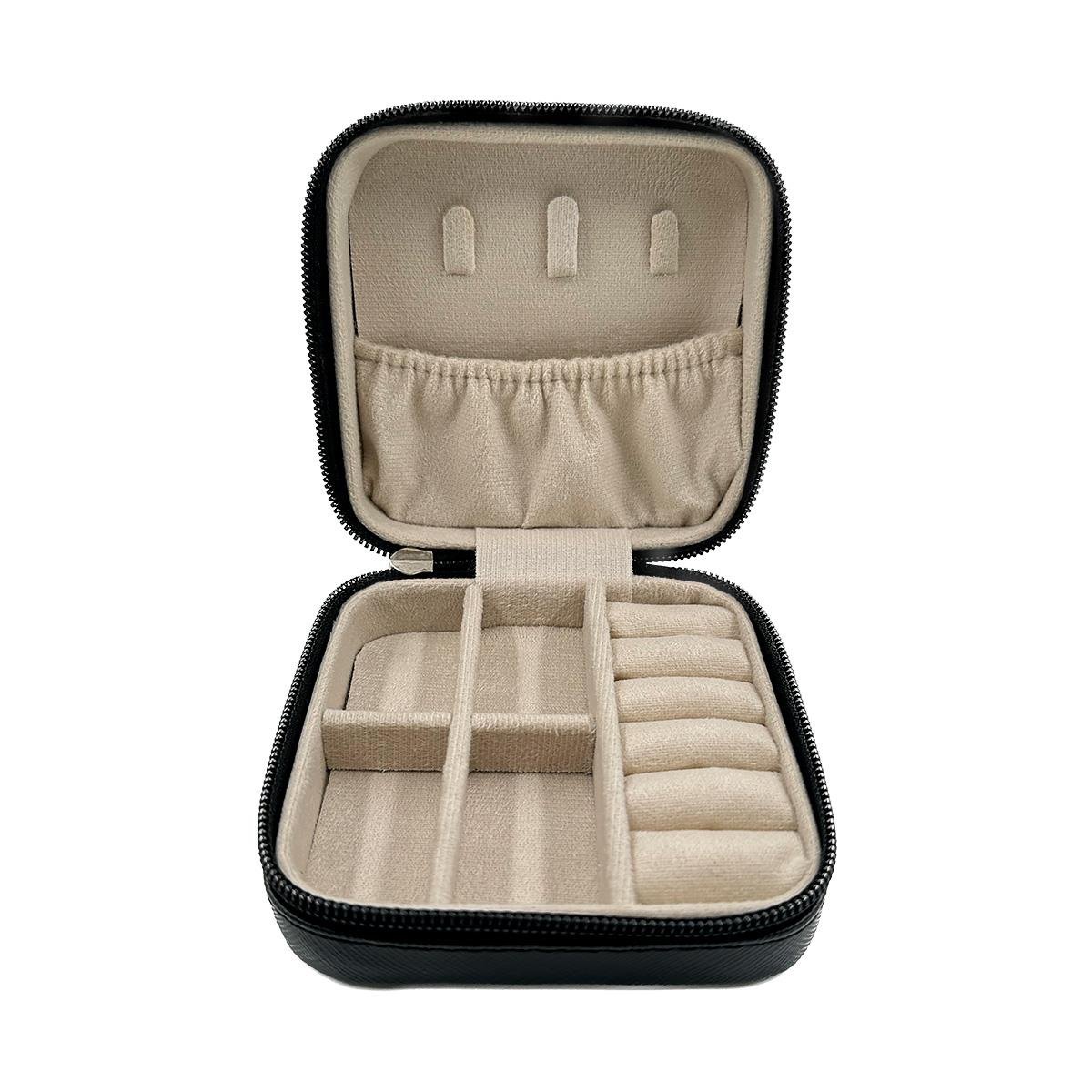 Mini Estojo Porta Jóias Para Viagem Prada Preto com Ziper