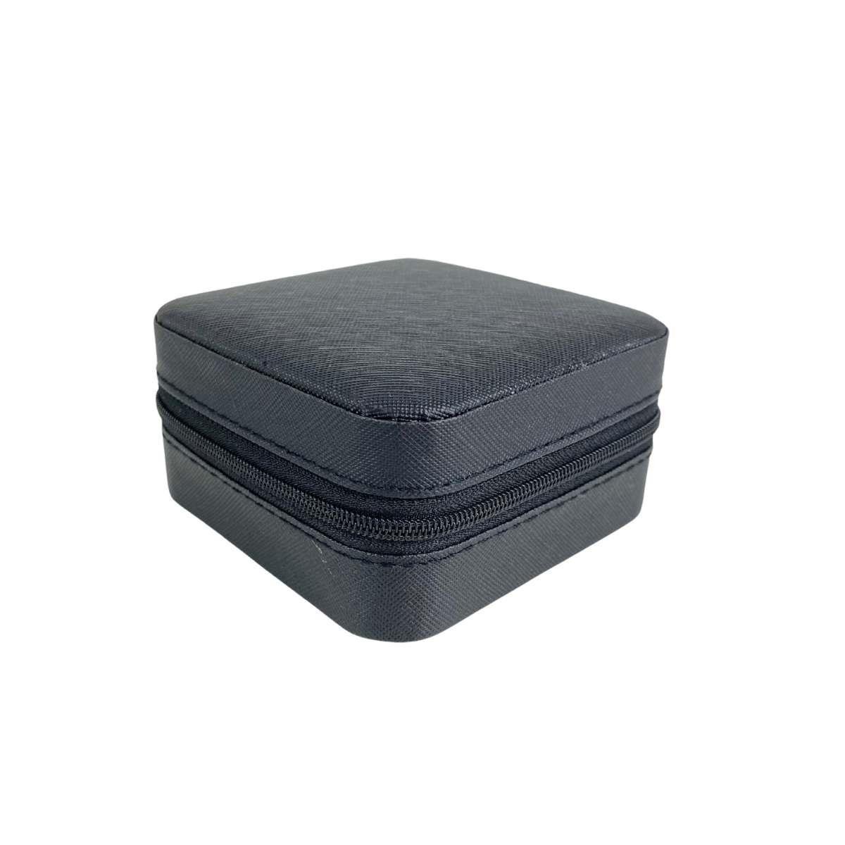 Mini Estojo Porta Jóias Para Viagem Prada Preto com Ziper