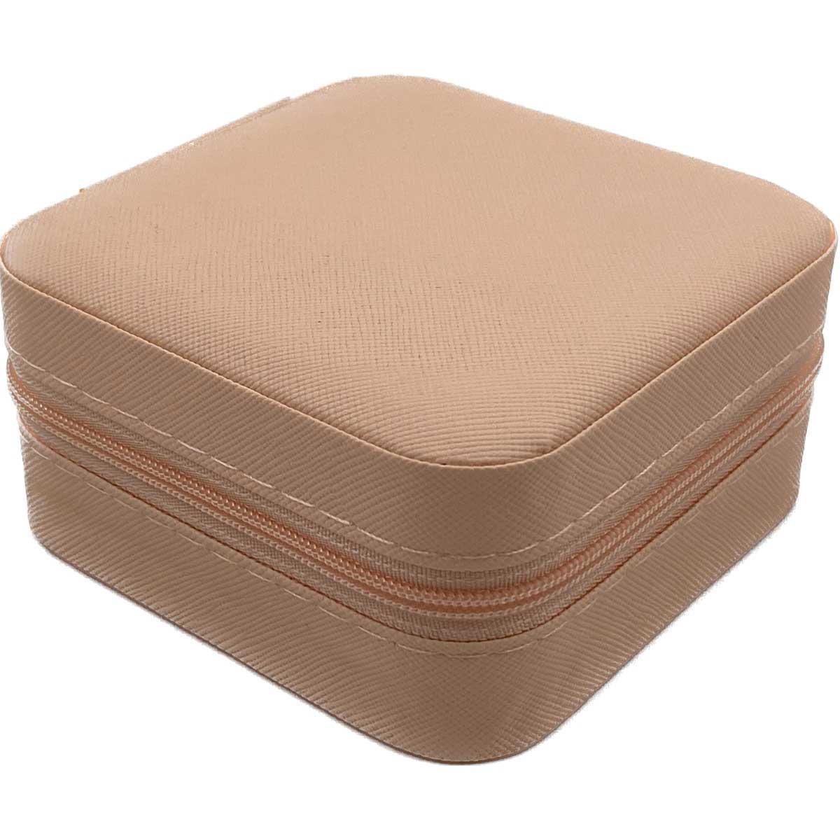 Mini Estojo Porta Jóias Para Viagem Prada Salmão Claro com Ziper