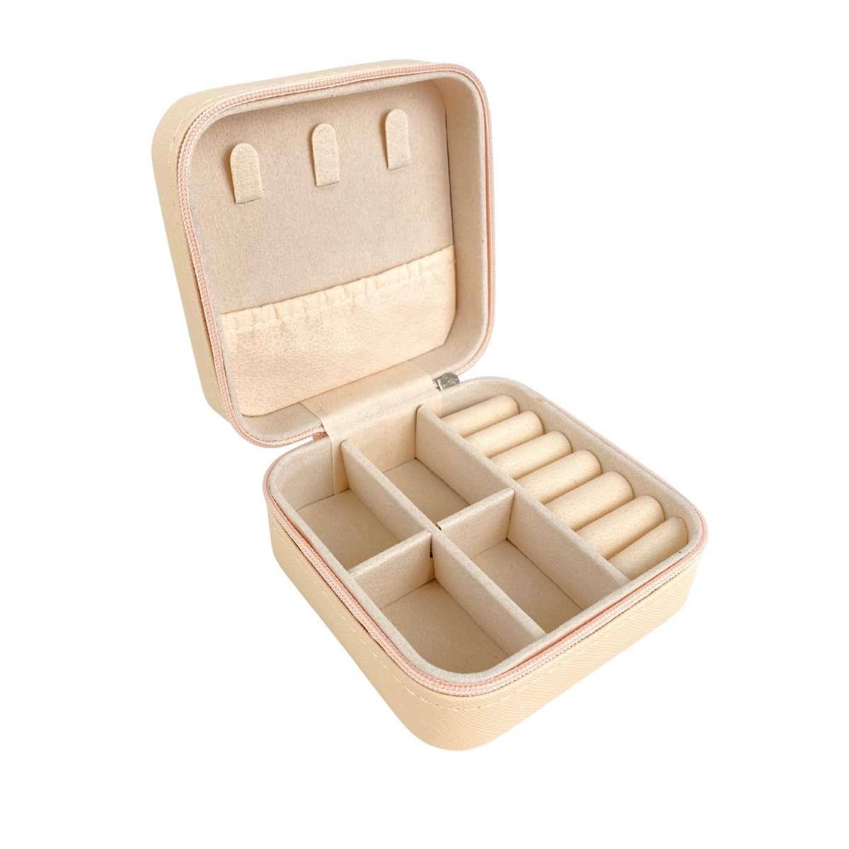 Mini Estojo Porta Jóias Para Viagem Prada Salmão Claro com Ziper