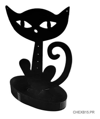 Expositor Acrílico Formato Gato Sentado Para Brinco, Anel