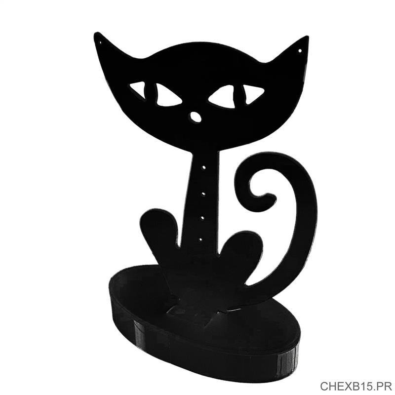 Expositor Acrílico Formato Gato Sentado Para Brinco, Anel