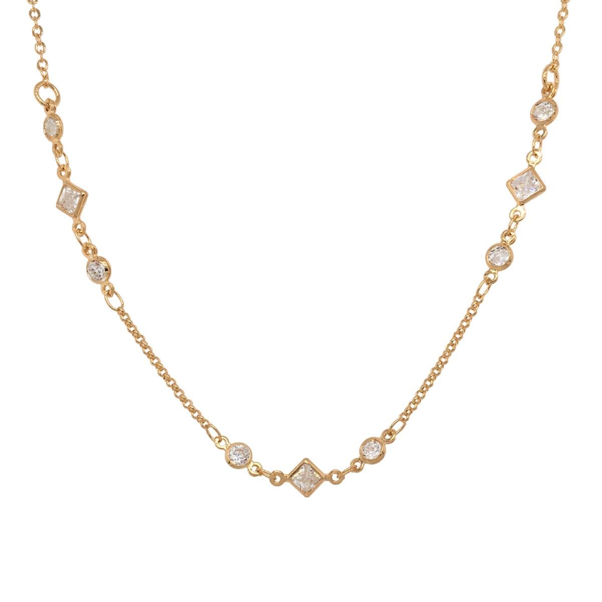 Colar Cadeadinho com Zircônia Folheado a Ouro