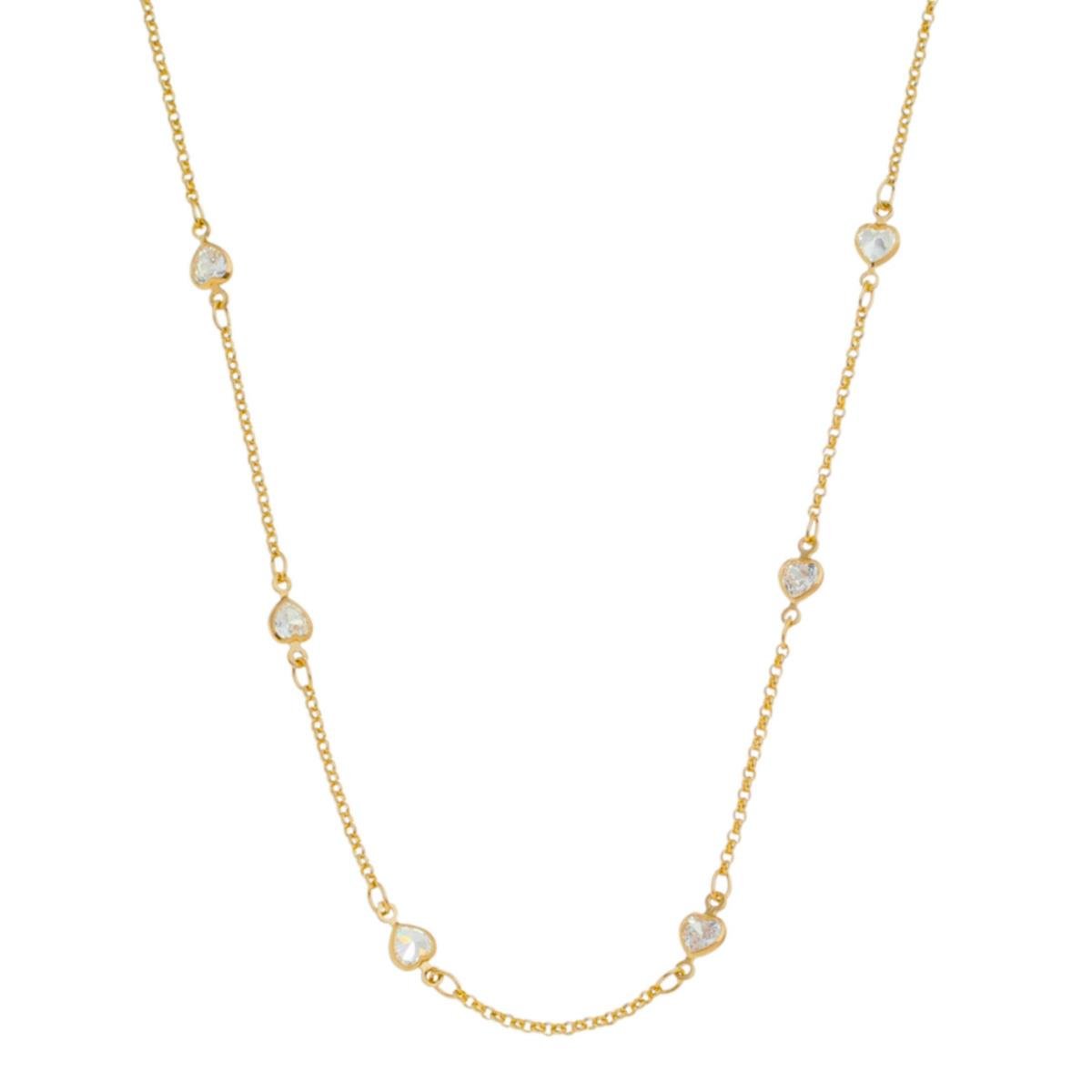 Colar Elo Português com Corações 45cm Folheado a Ouro