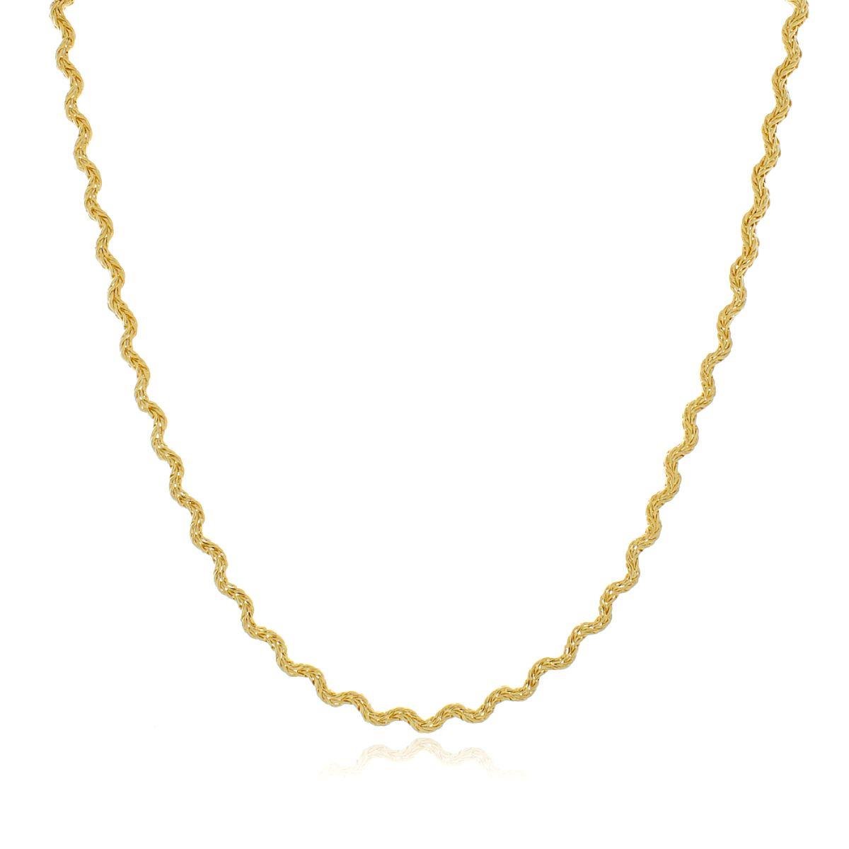 Colar Trança Ondulada 40cm Banhado a Ouro