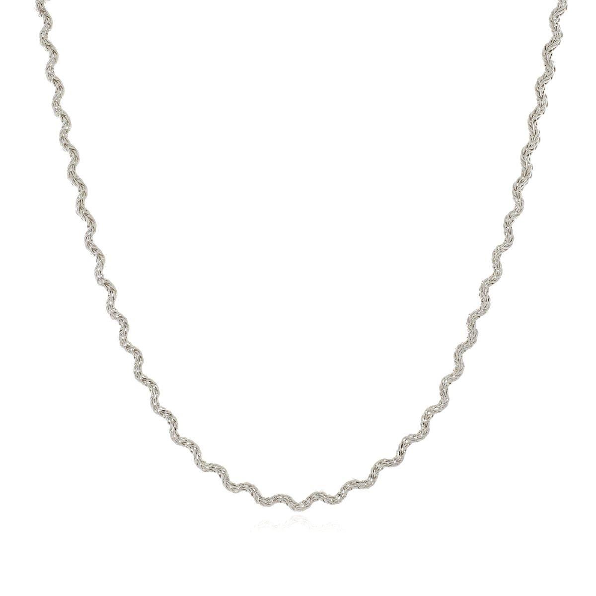 Colar Trança Ondulada 40cm Banhado a Prata