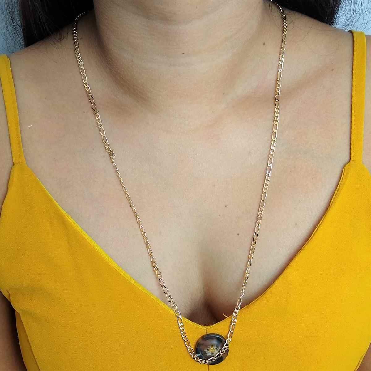 Corrente de Elos Alternada 3x3 Diamantada Folheado a Ouro