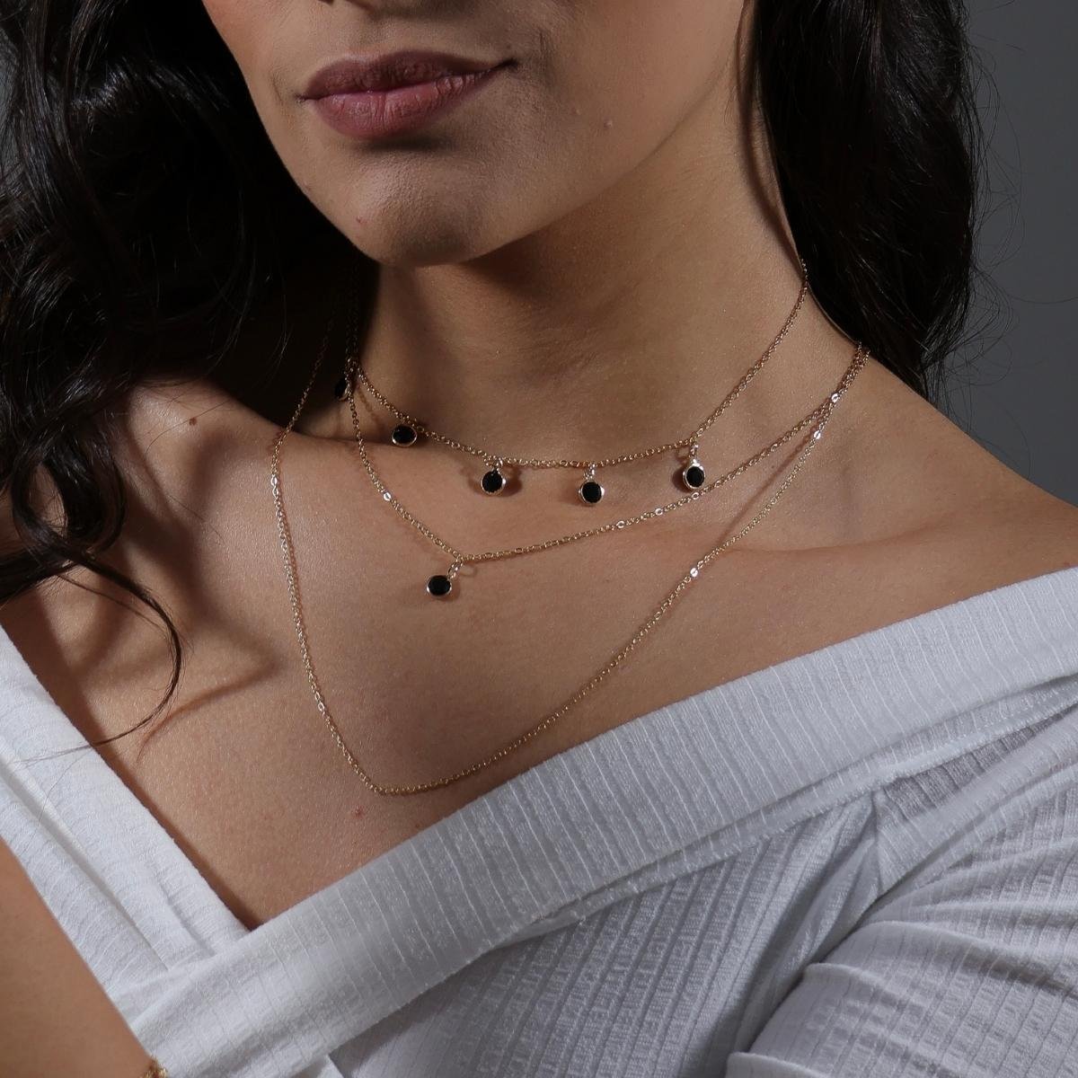 GARGANTILHA BANHADA A OURO CHOKER PONTO DE LUZ 35CM