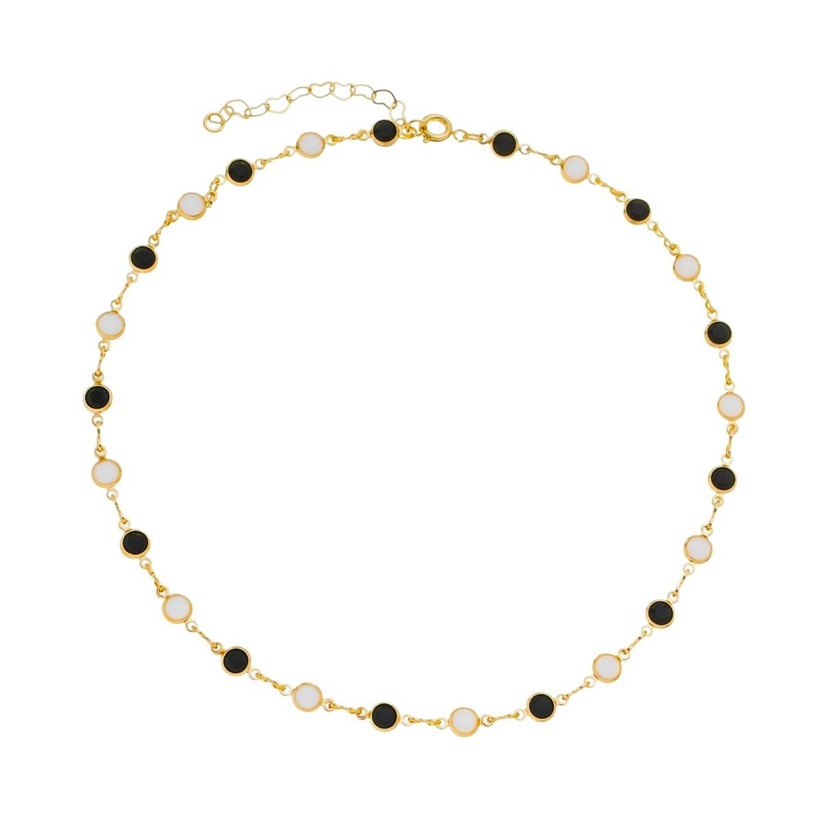 GARGANTILHA BANHADO A OURO CHOKER DE PEDRINHAS REDONDINHAS 35CM