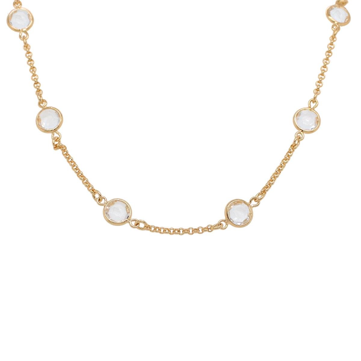 Choker Elo Português com Pedras de Zircônias Folheado a Ouro