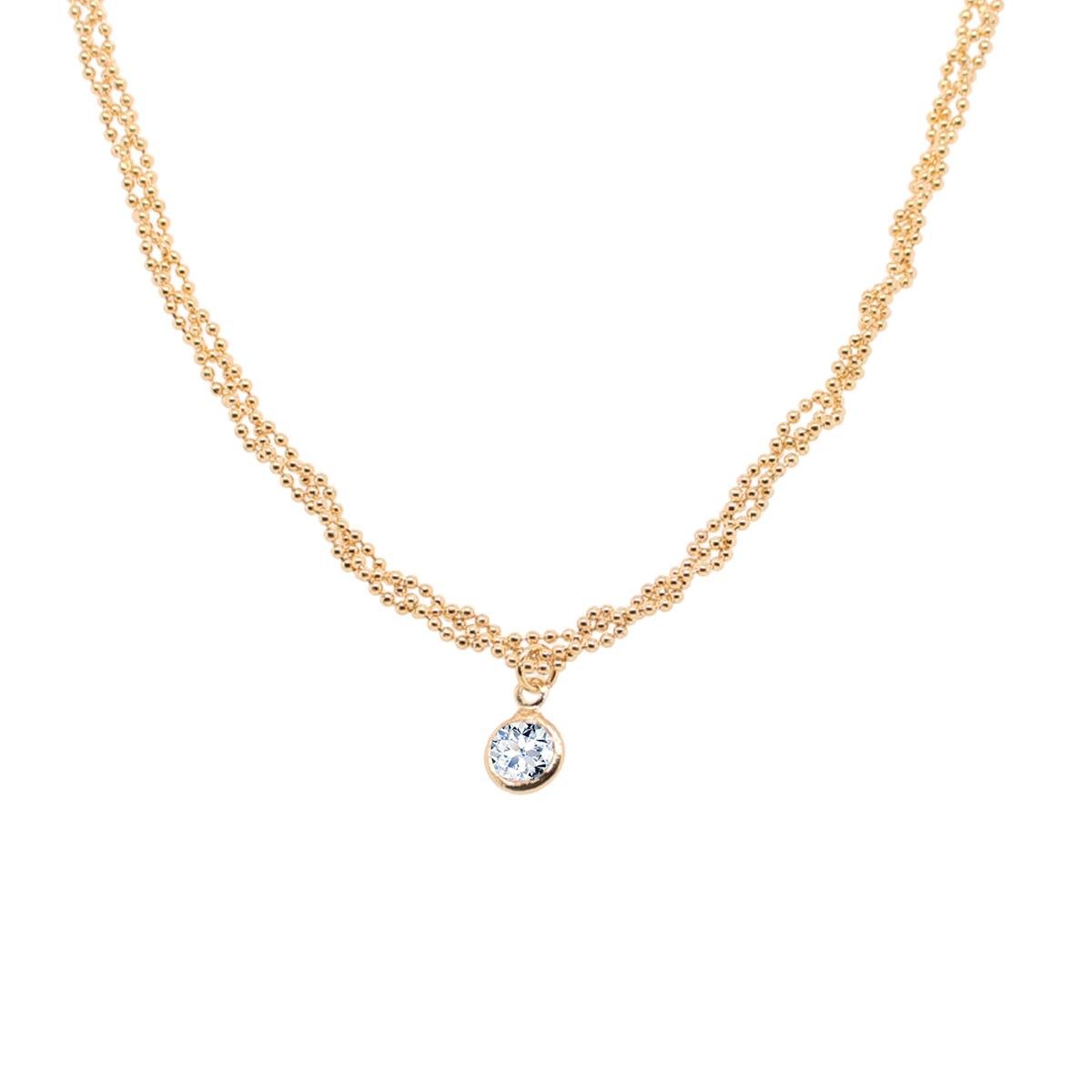 Choker Bolinhas Trançadas com Ponto de Luz Folheado a Ouro