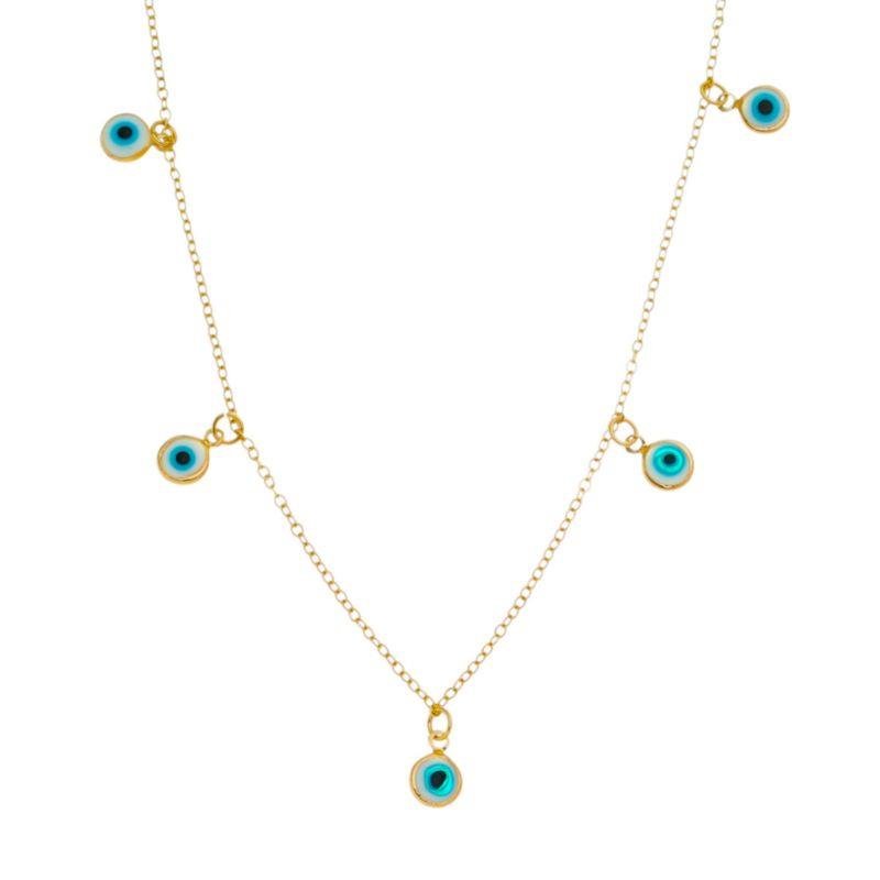 Choker 35cm Cinco Olhos Gregos Folheado a Ouro