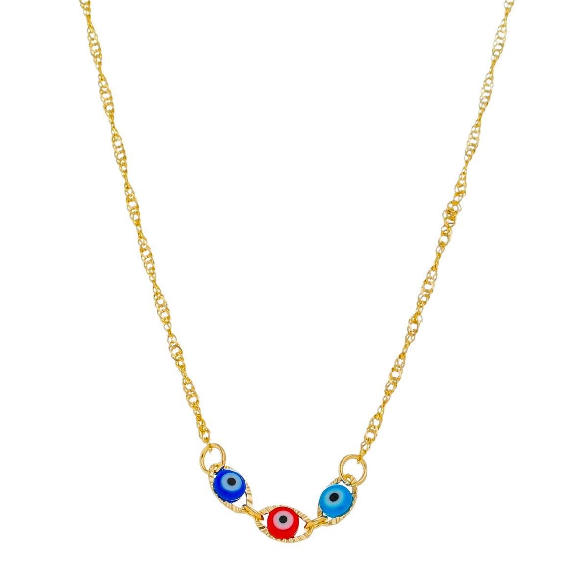 Choker Três Olhos Gregos Folheado a Ouro