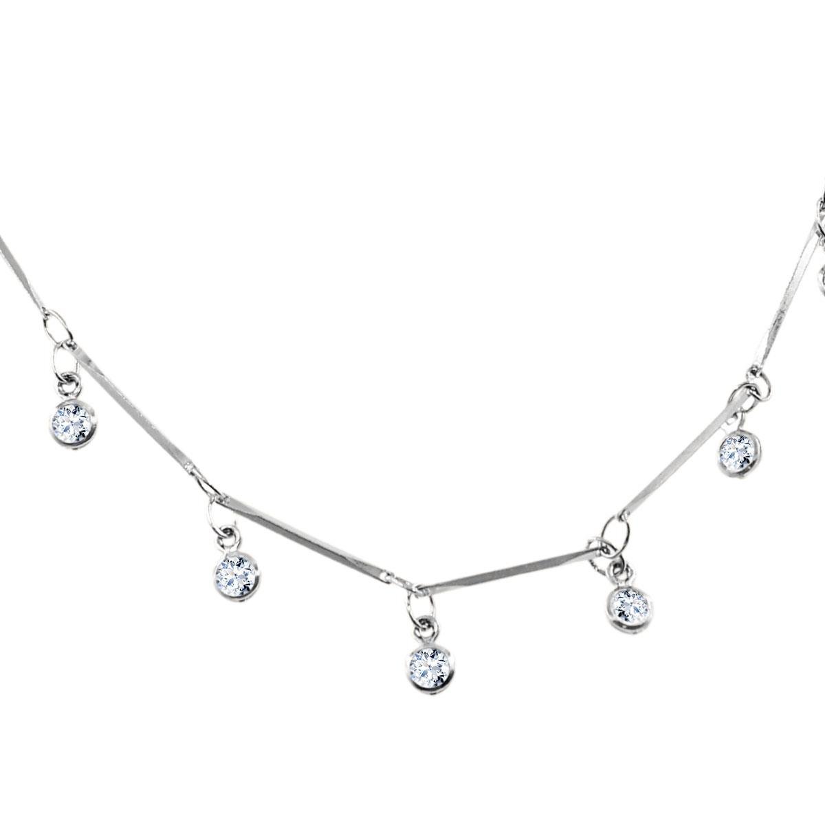 Gargantilha Choker de Caninho e Ponto de Luz 35cm Folheado a Prata
