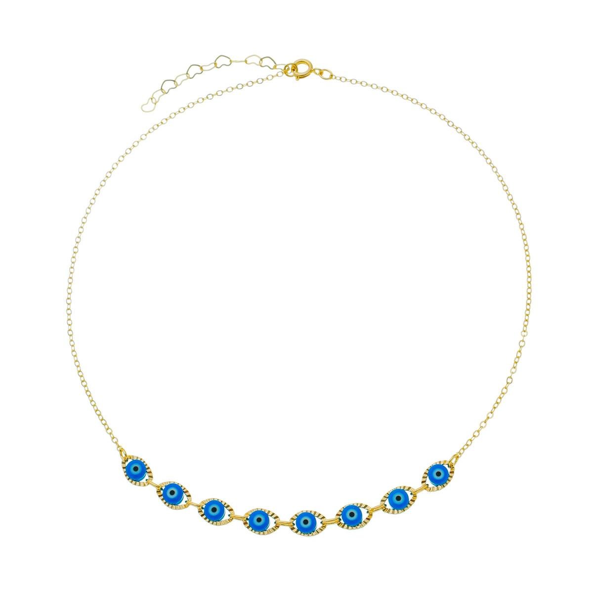 Choker 35cm Olho Grego Navete Folheado a Ouro