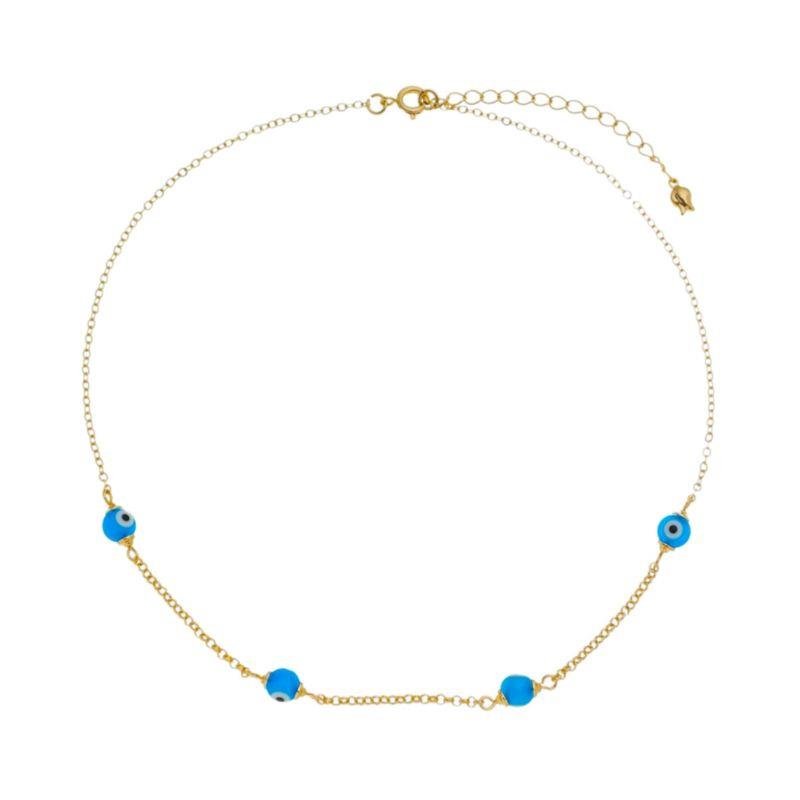 Choker 35cm Quatro Olhos Gregos Folheado a Ouro