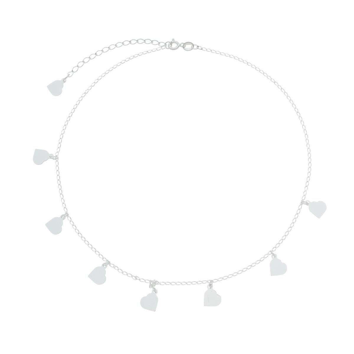 Choker de Prata Prata Corações 35cm