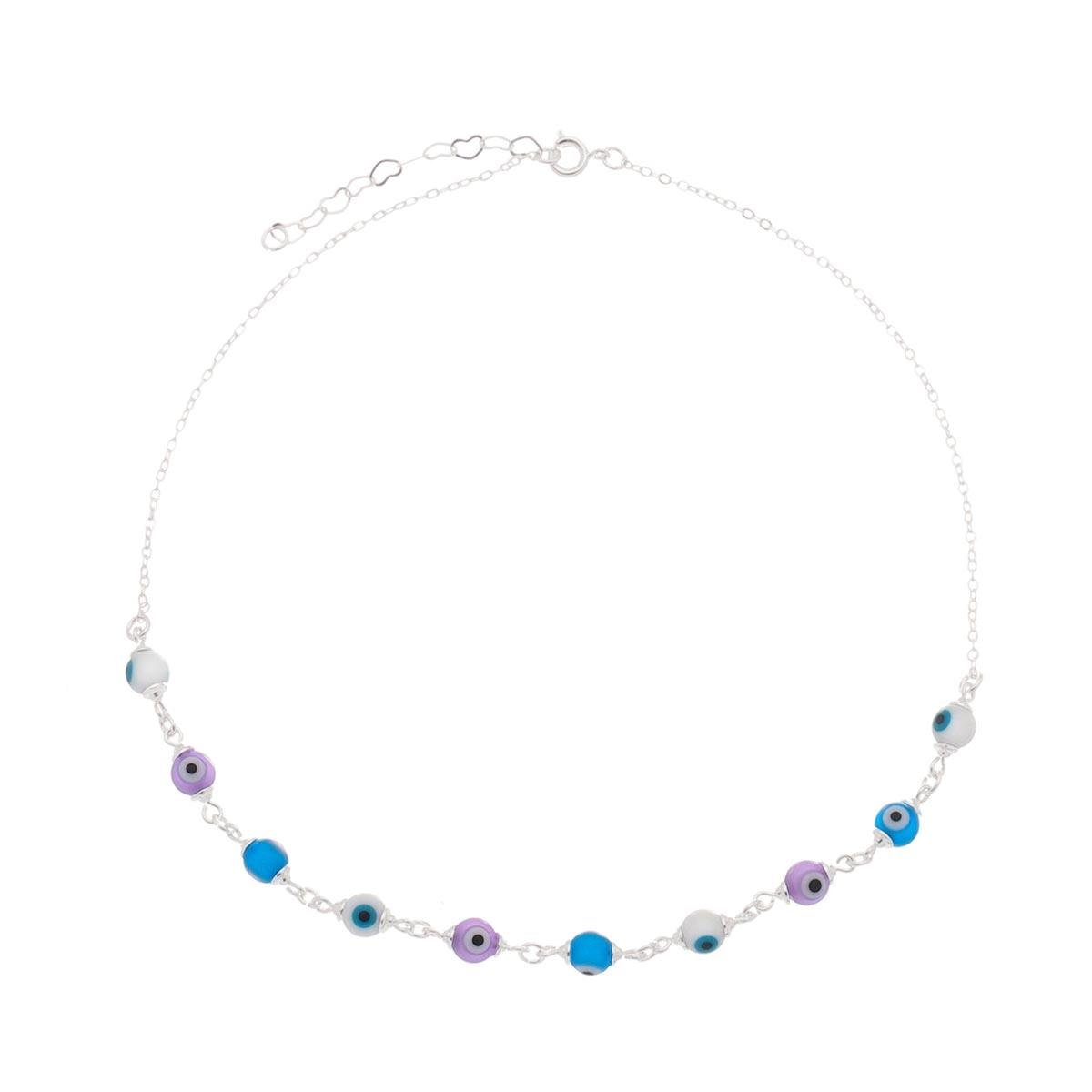 Gargantilha Choker 35cm de Olho Grego Folheado a Prata