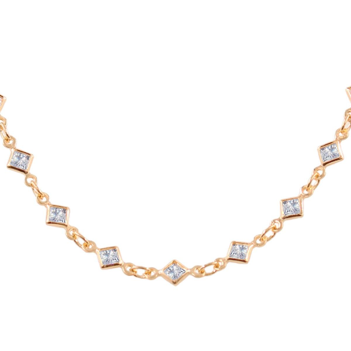 Choker de Zircônia Quadrada Folheado a Ouro