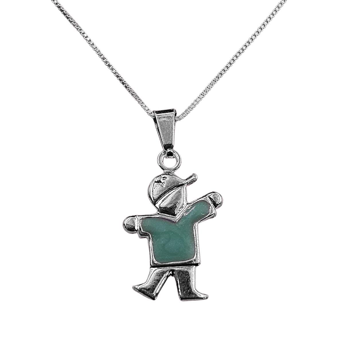 Gargantilha Com Pingente Menino com Resina Folheado a Prata