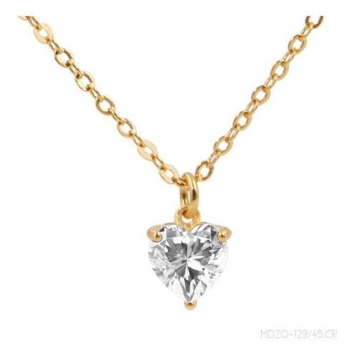 Gargantilha Coração Zirconia Cristal Folheado a Ouro