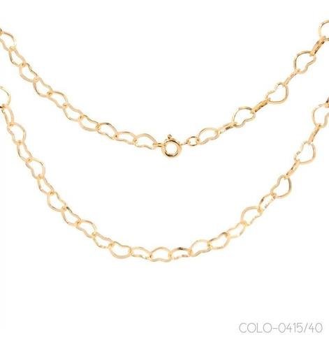Gargantilha de Corações Vasados 40cm Folheado a Ouro