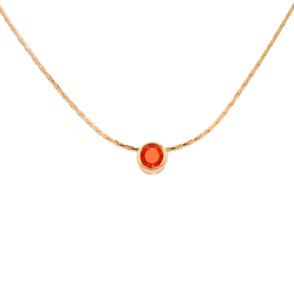 Gargantilha L-90 com Ponto de Luz de Zircônia Folheado a Ouro