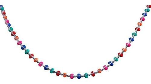 Gargantilha de Miçangas Coloridas Folheado a Prata