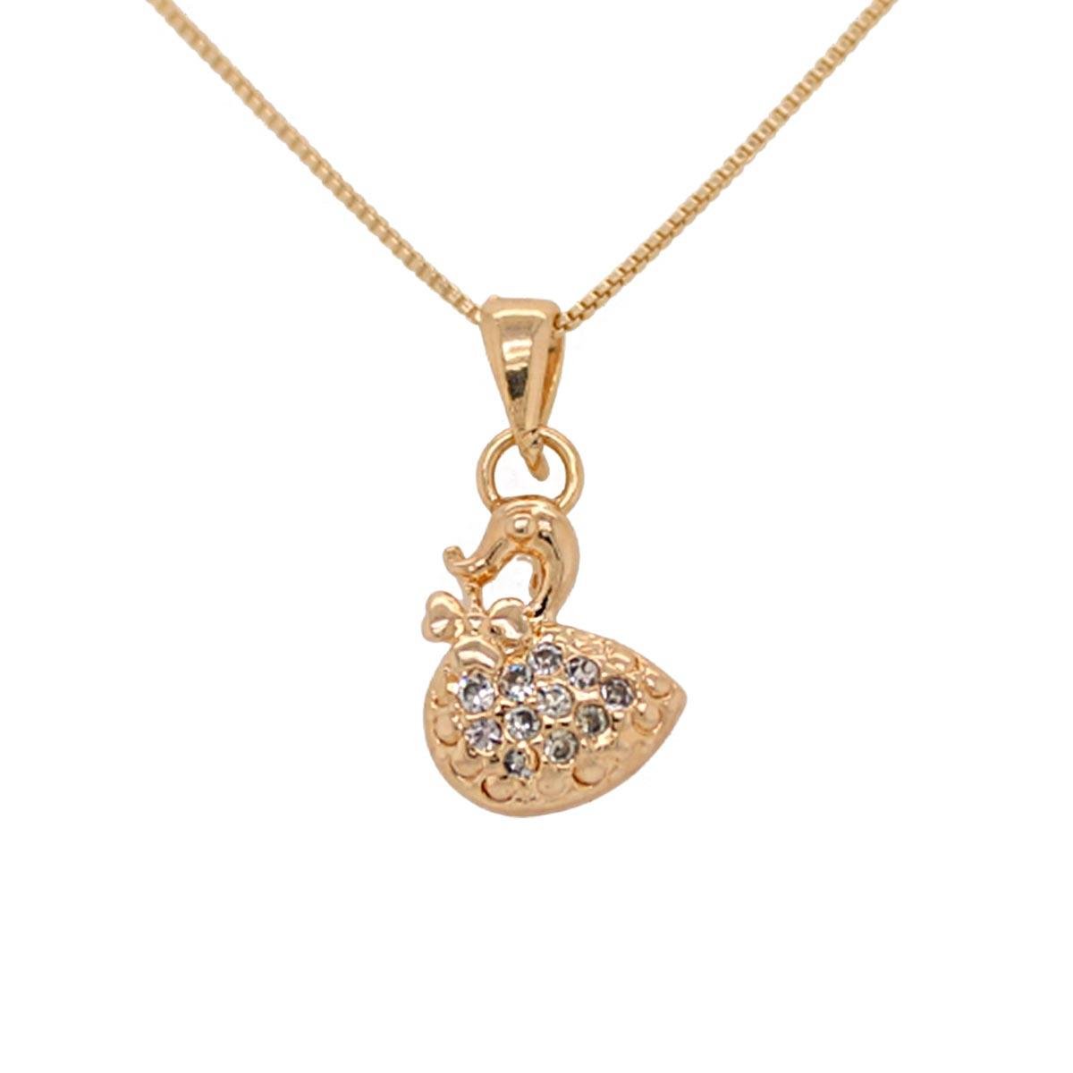 Gargantilha Pingente Cisne com Strass 45 cm Folheado a Ouro