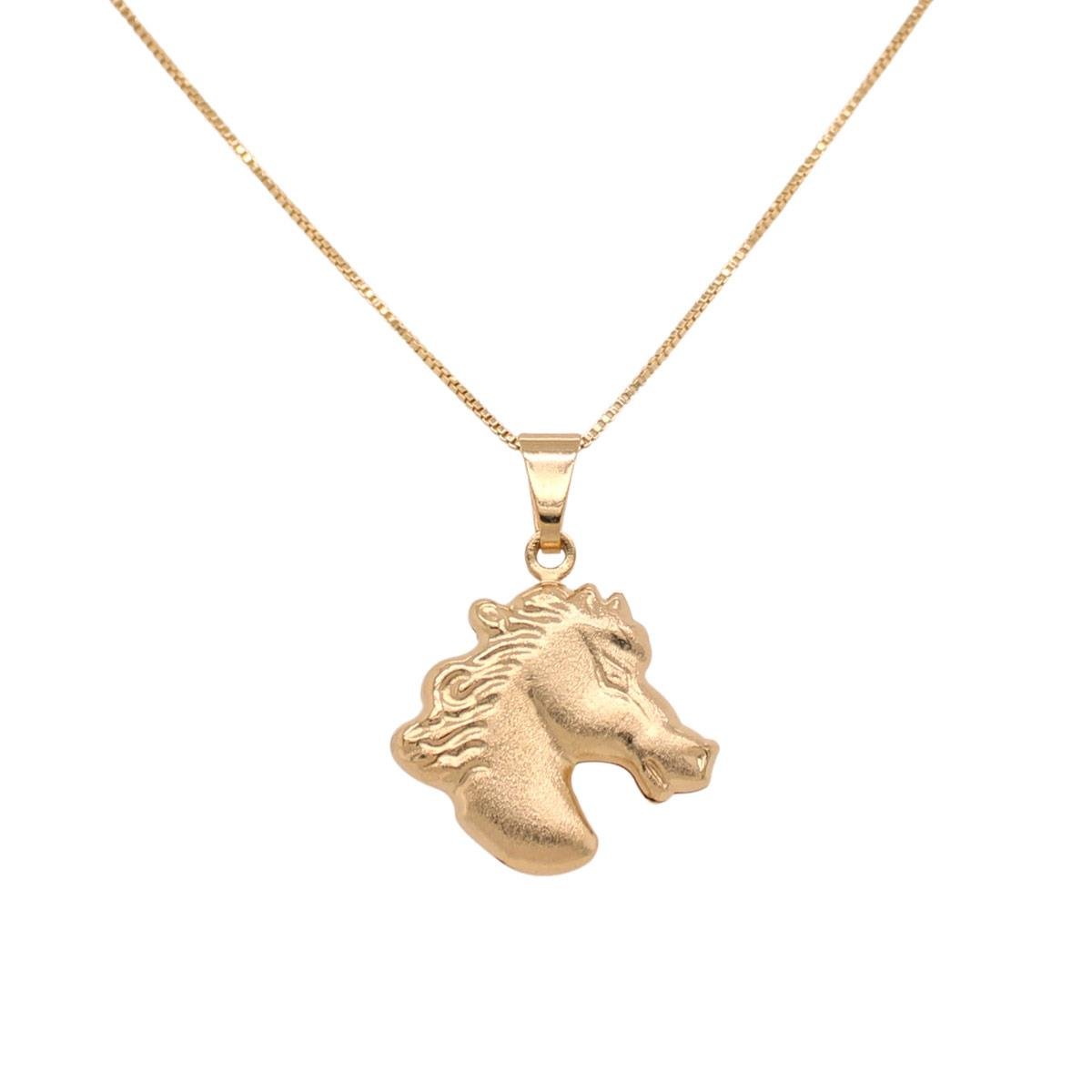 Gargantilha com Pingente de Cavalo Folheado a Ouro