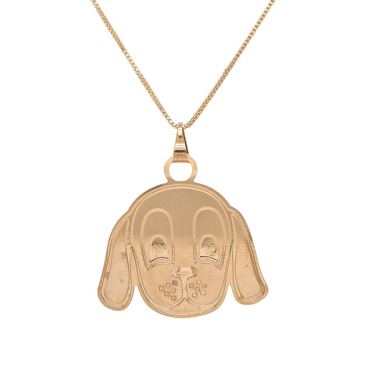 Gargantilha com Pingente de Cachorro Folheado a Ouro