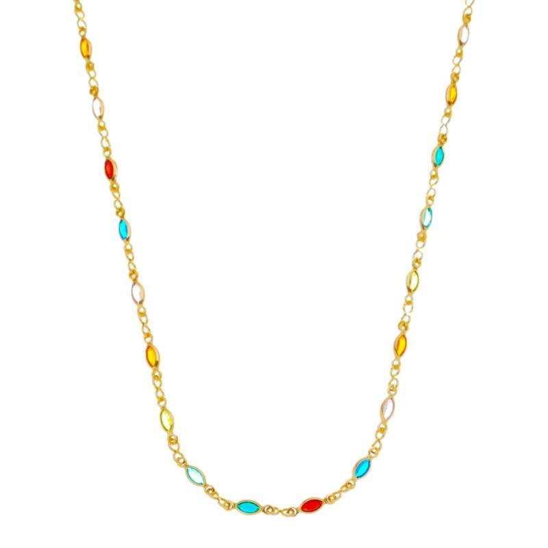 Colar 45cm de Pedrinhas Navete Folheado a Ouro
