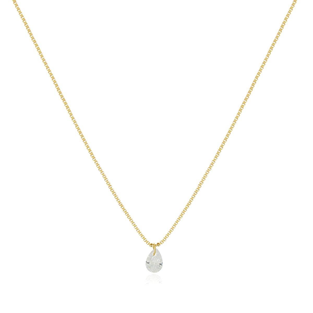 Colar Ponto de Luz Gota45cm Banhado a Ouro
