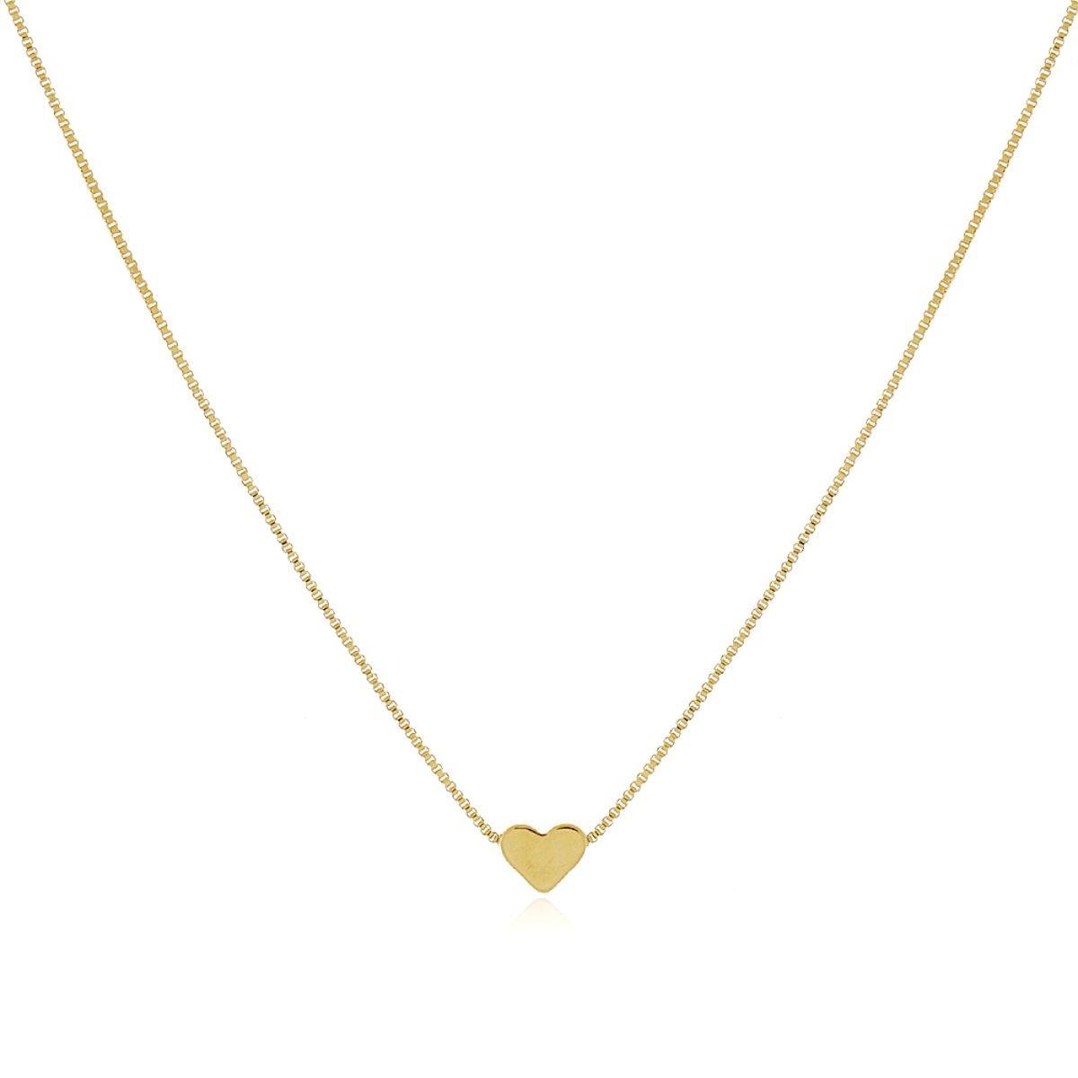 Choker Veneziana Coração Passante 40cm Banhado a Ouro