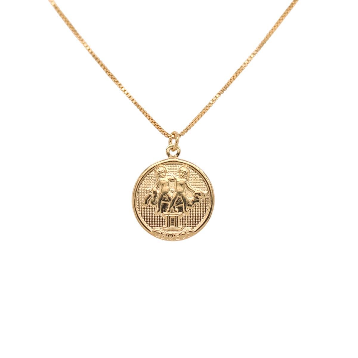 Gargantilha Veneziana Com Pingente de Signos Folheado a Ouro