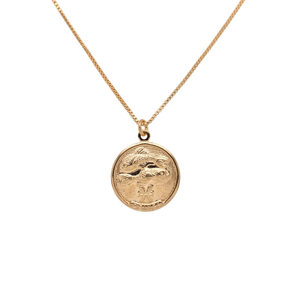 Gargantilha Veneziana Com Pingente de Signos Folheado a Ouro