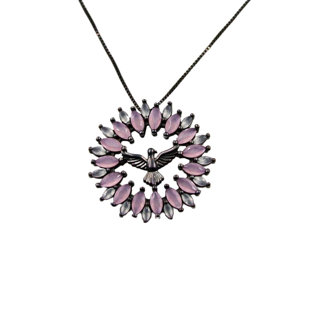 Gargantilha com Pingente Espírito Santo com Zircônia Folheado a Ródio Negro