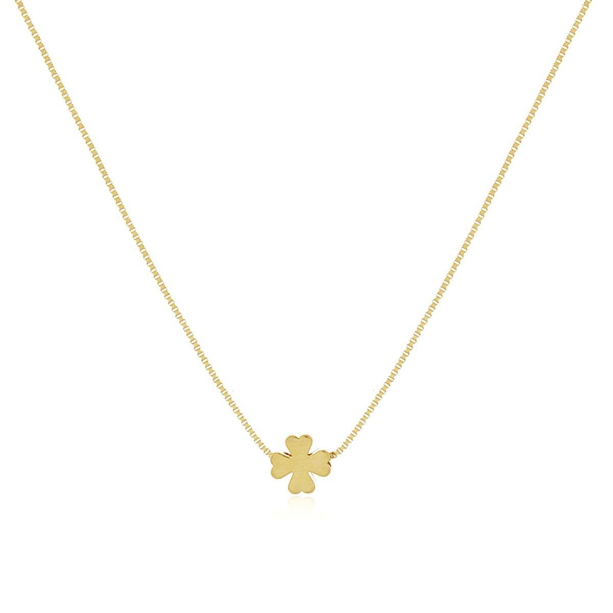 Choker Virgínia Veneziana Trevo Passante 40cm Banhado a Ouro