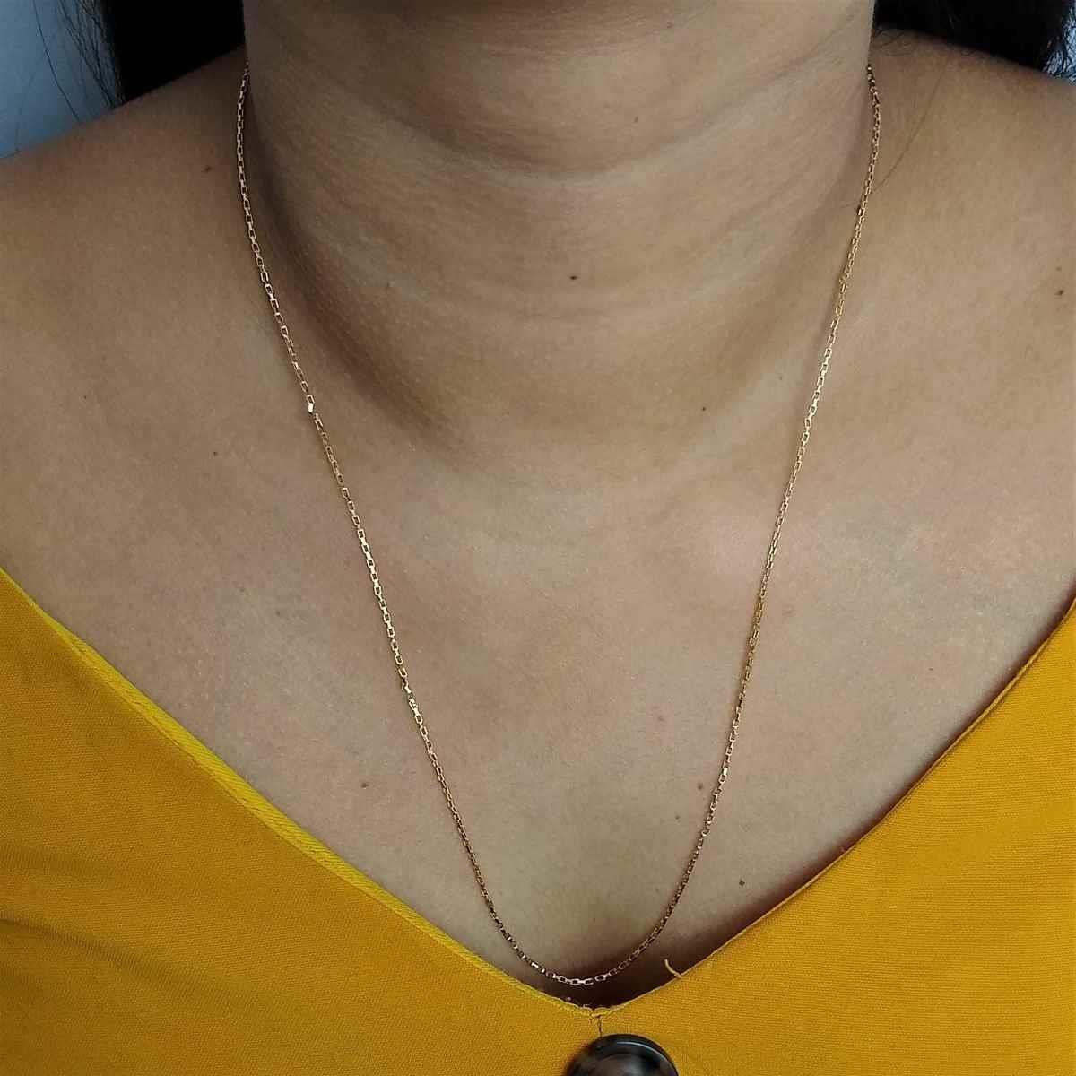 Corrente Veneziana de Elo Longo Folheado a Ouro