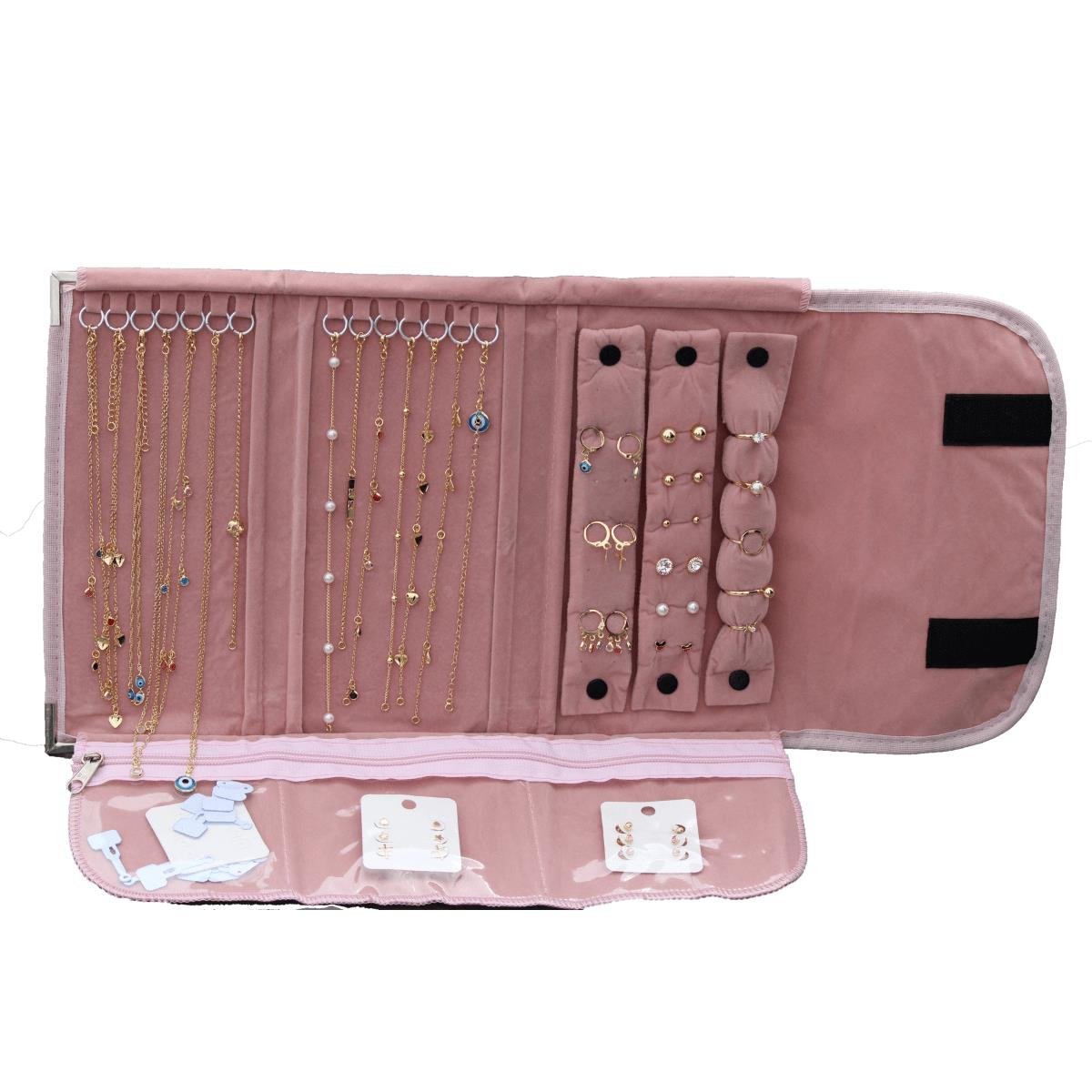 Kit de 30 Peças Folheadas a Ouro e Mostruario Dijon Rosa Bebê Metalizado