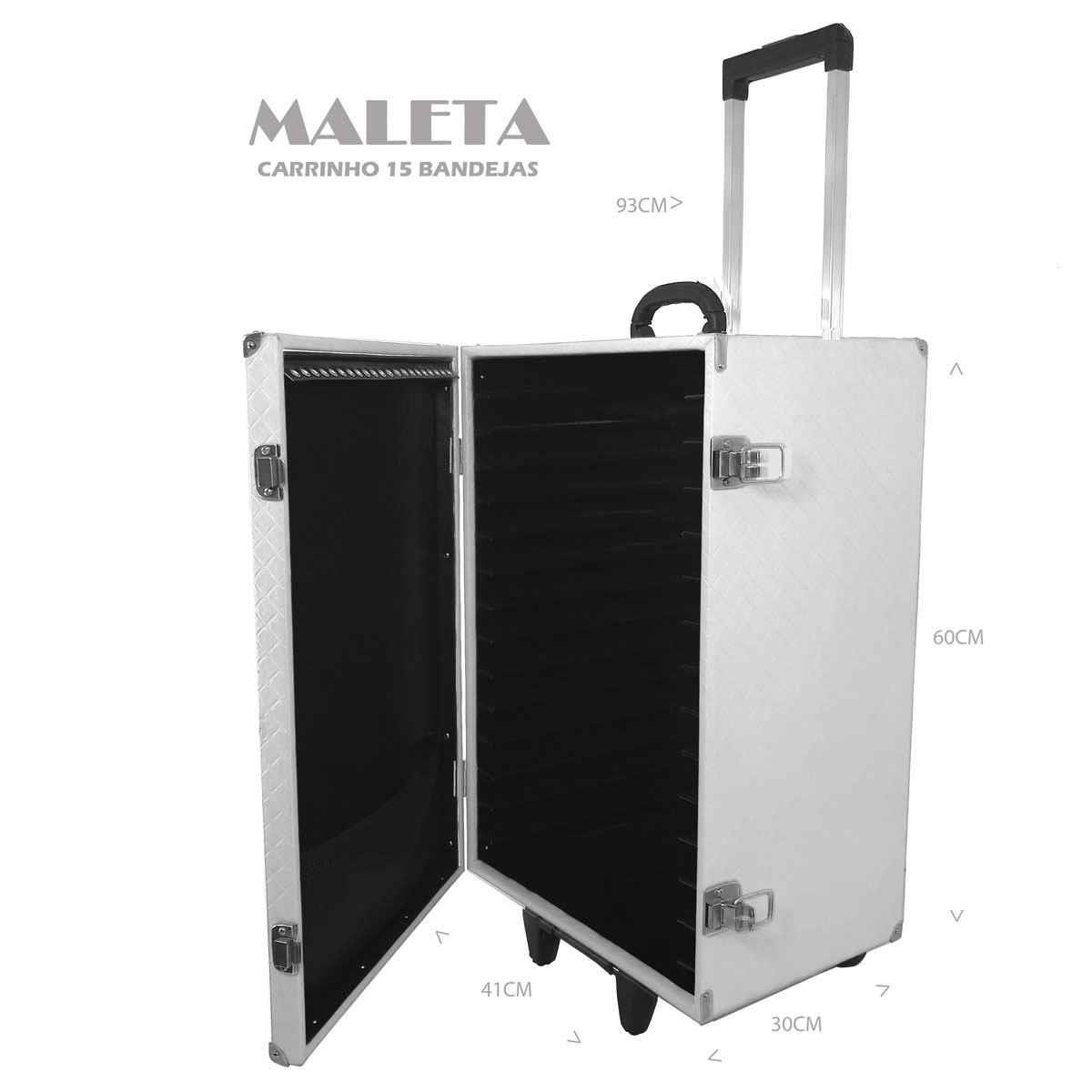 Maleta Carrinho em MDF Dijon Branco Para 15 Bandejas Grande de Corino - Sob Encomenda