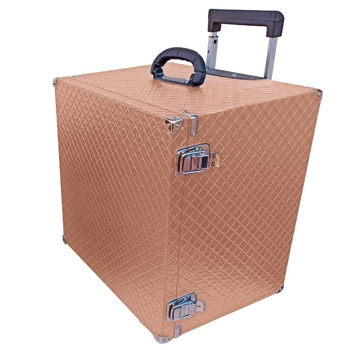 Maleta Carrinho MDF Dijon Cobre Metalizado para 10 Bandejas Grande de Corino - Sob Encomenda