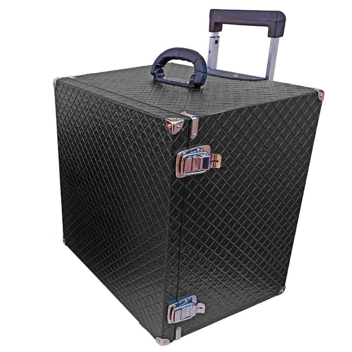 Maleta Carrinho MDF Dijon Preto Para 10 Bandejas Grande de Corino - Sob Encomenda
