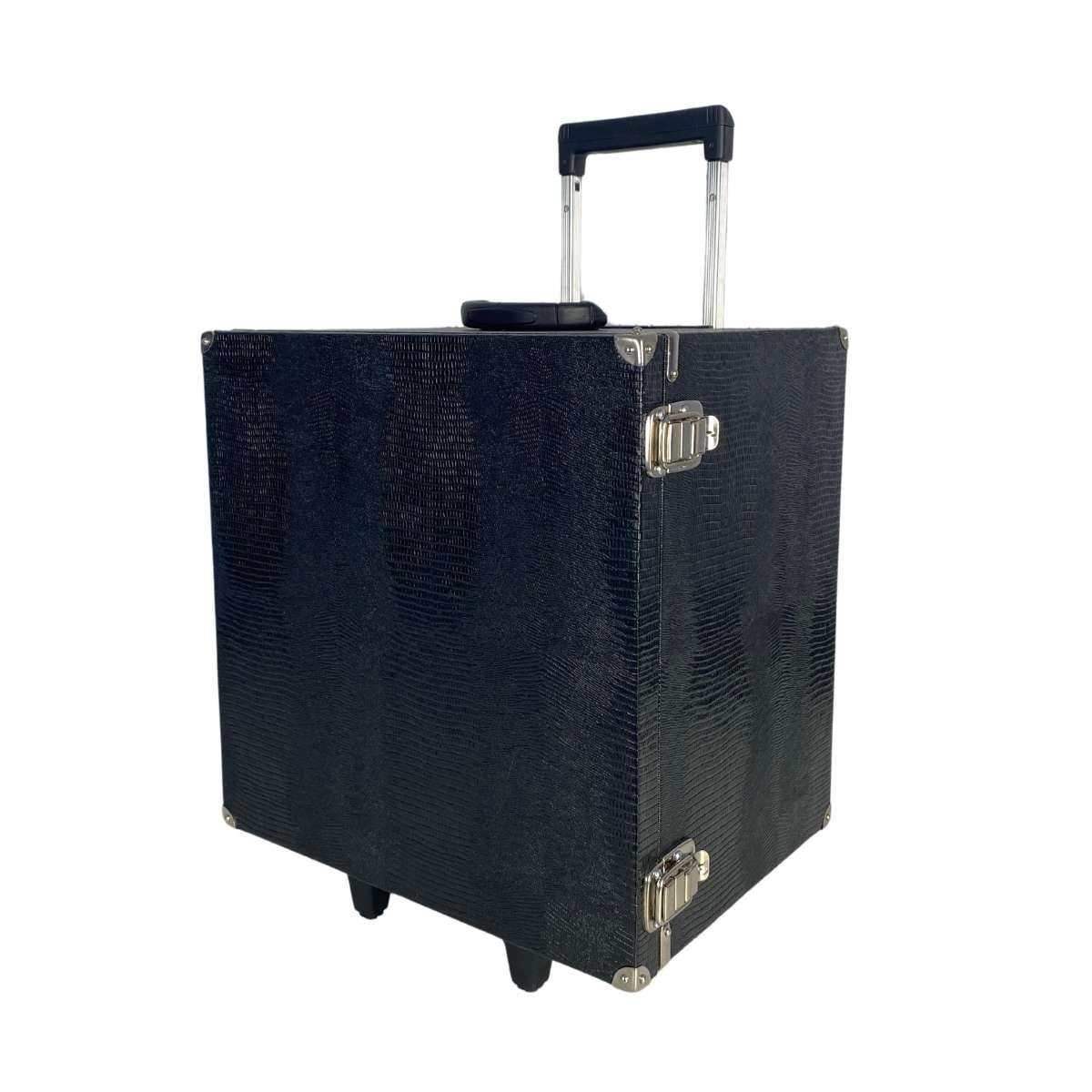 Maleta Carrinho MDF Jacaré Para 10 Bandejas Grande de Corino - Sob Encomenda