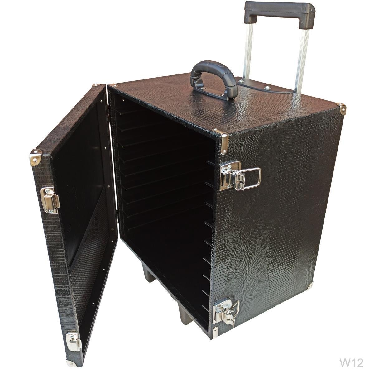 Maleta Carrinho MDF Jacaré Para 10 Bandejas Grande de Corino - Sob Encomenda