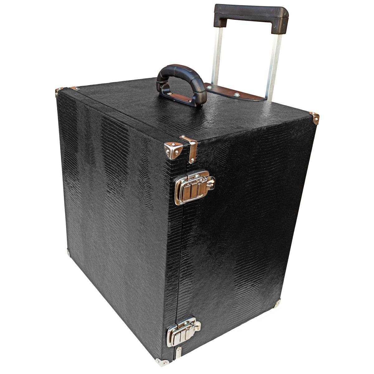Maleta Carrinho MDF Jacaré Para 10 Bandejas Grande de Corino - Sob Encomenda