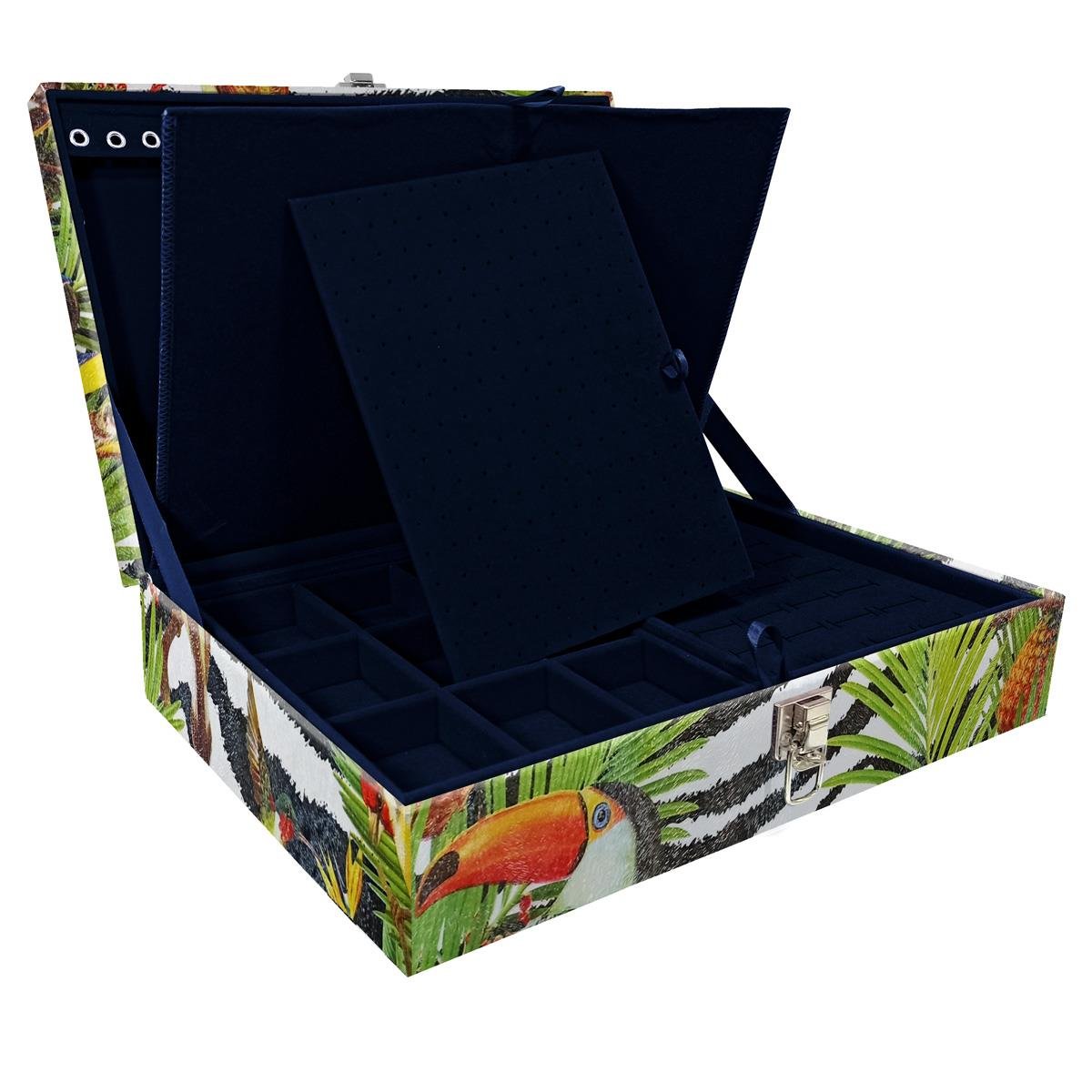 Estojo Maleta Porta Jóias Duplo Grande Amazonas Sem Alça e Com Imã