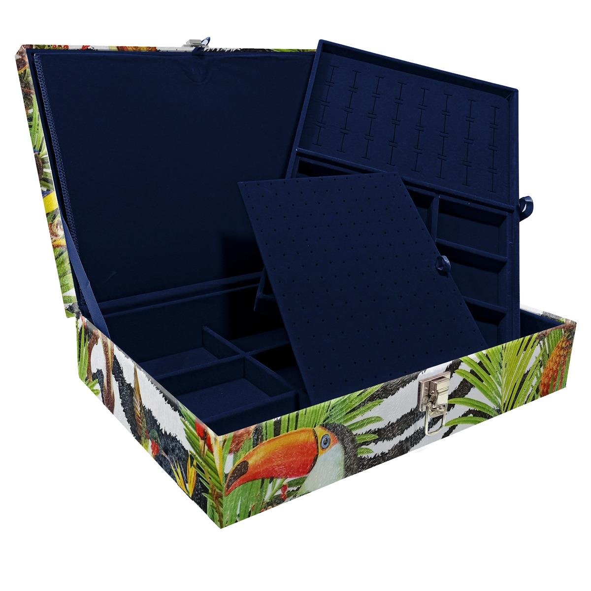 Estojo Maleta Porta Jóias Duplo Grande Amazonas Sem Alça e Com Imã