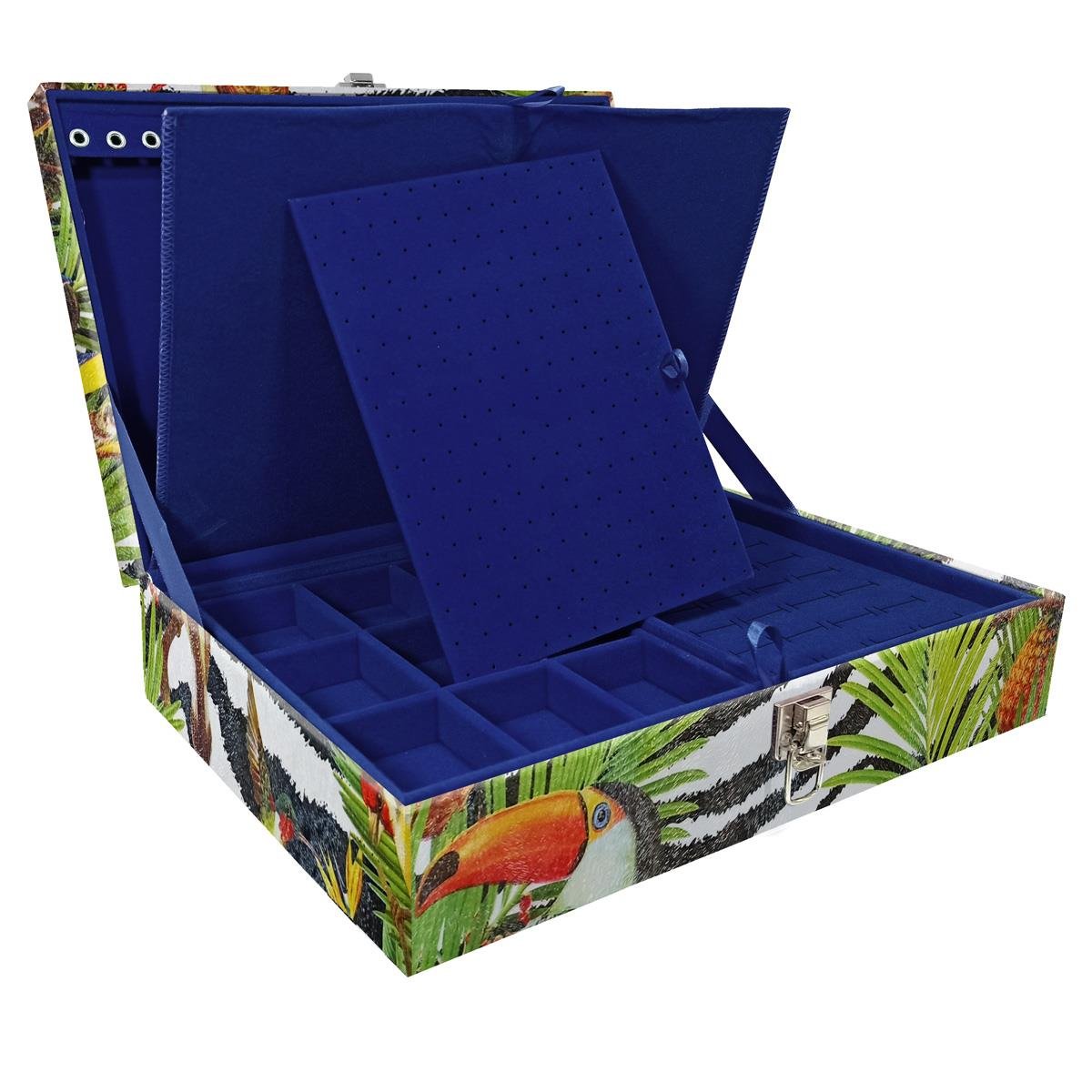 Estojo Maleta Porta Jóias Duplo Grande Amazonas Sem Alça e Com Imã